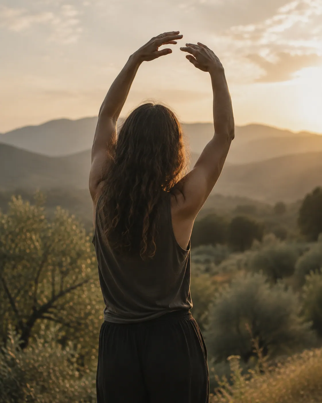 Movimiento consciente al aire libre en un retiro de naturaleza